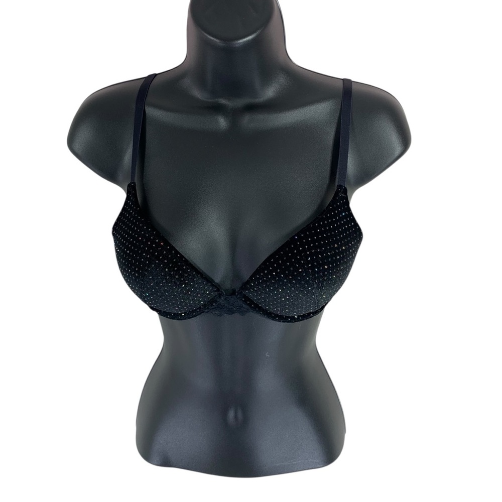 La SENZA elegant Black Polka Dot rhinestone  padded Bra size 32c